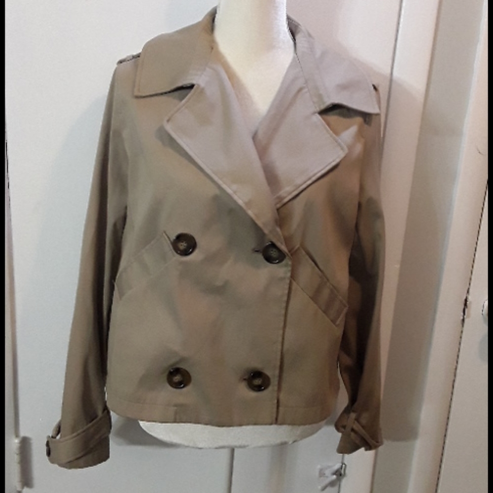 Tan Cropped Double Breasted Jacket - image 1